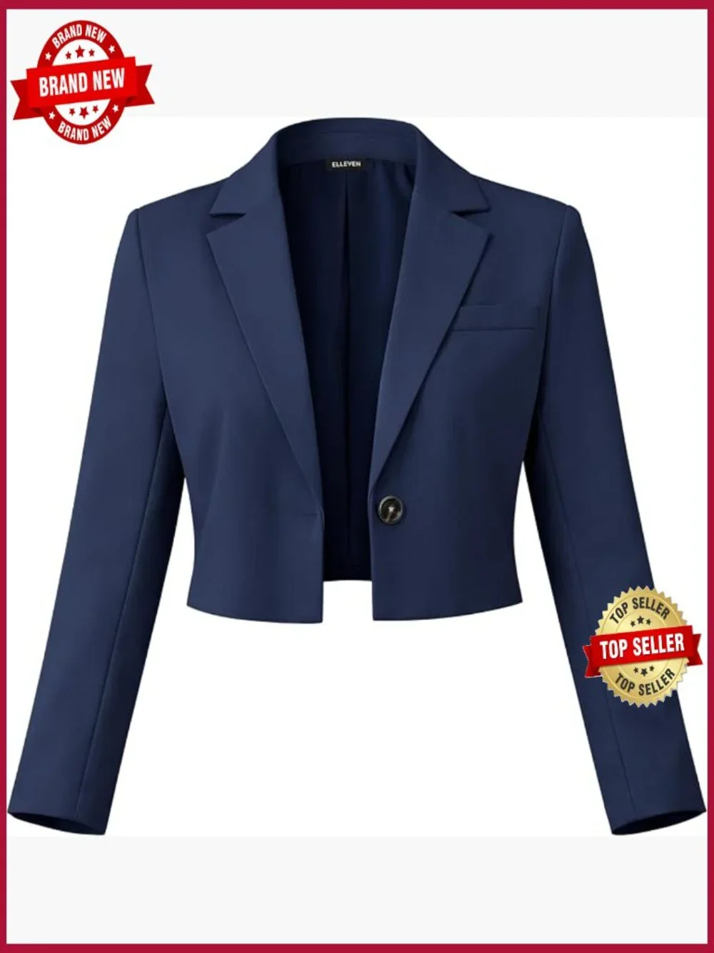 Womens Cropped Blazer Business Casual Open Front Long Sleeve One Button Jacket